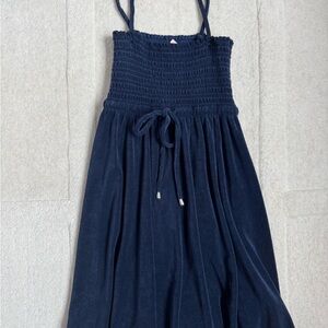 Juicy Couture Blue Terry Cloth Smocked Dress Size S Bubble Hemmed Tied Waist